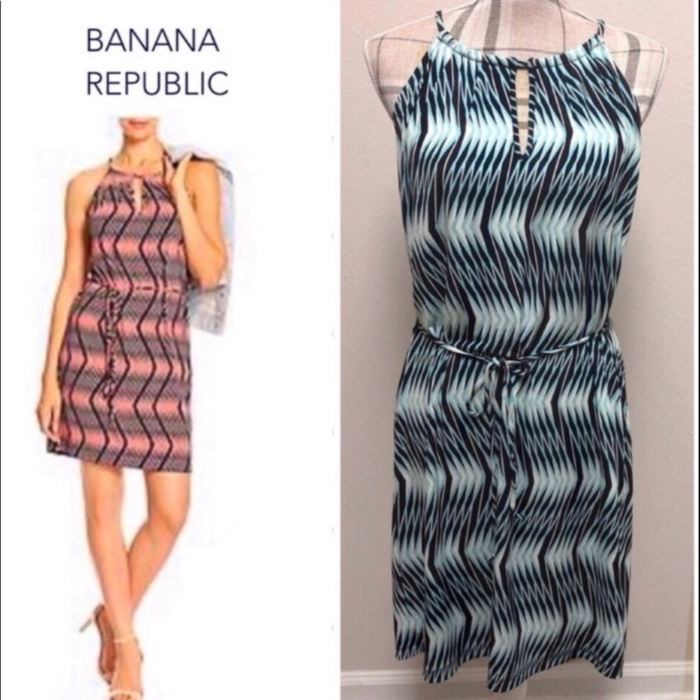 Banana Republic Halter Neck Keyhole Yoke Drawstring Waist Dress New with…